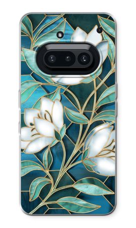 Blue stained glass flowers