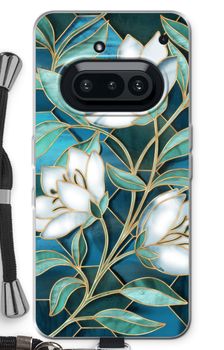 Fleurs en vitrail bleu