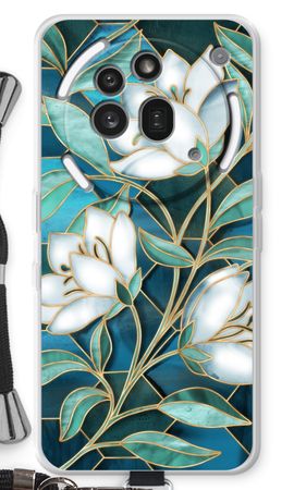 Blaue Glasmalerei Blumen