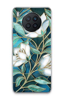 Blue stained glass flowers