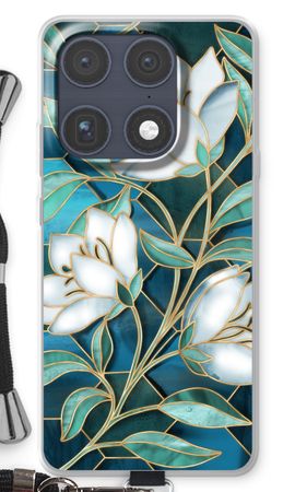 Fleurs en vitrail bleu