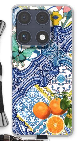 Blue tiles and oranges
