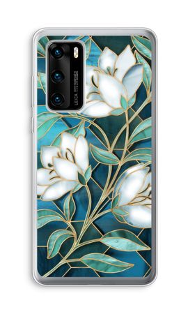 Blue stained glass flowers