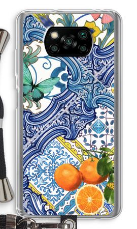 Blue tiles and oranges