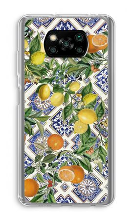 Blue tiles, lemons and oranges