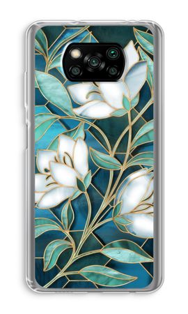 Blue stained glass flowers