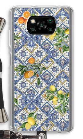 Blue tiles, lemons and oranges - small