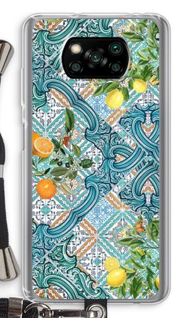 Blue tiles, lemons and oranges