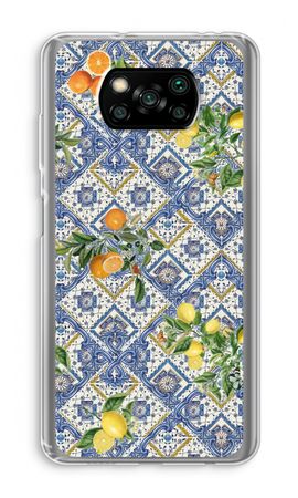 Blue tiles, lemons and oranges - small
