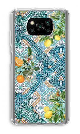 Blue tiles, lemons and oranges