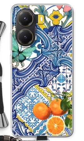 Blue tiles and oranges