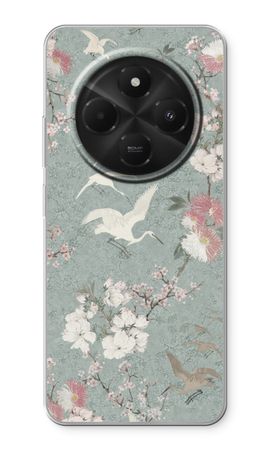 Japanese crane birds blossom