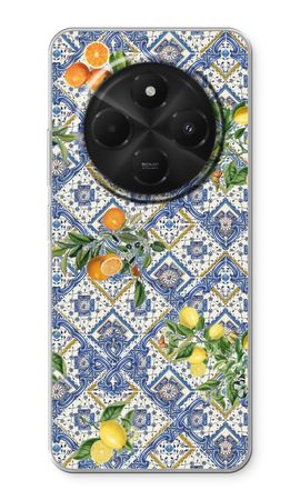 Blue tiles, lemons and oranges - small