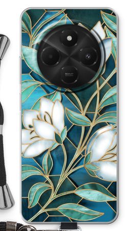 Blue stained glass flowers