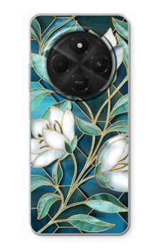 Blue stained glass flowers