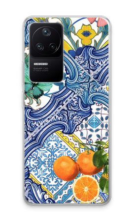 Blue tiles and oranges