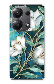 Blaue Glasmalerei Blumen