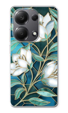 Blue stained glass flowers