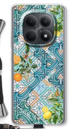 Blue tiles, lemons and oranges