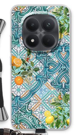 Blue tiles, lemons and oranges
