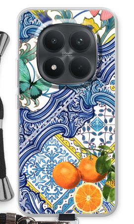 Blue tiles and oranges