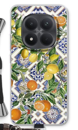 Blue tiles, lemons and oranges