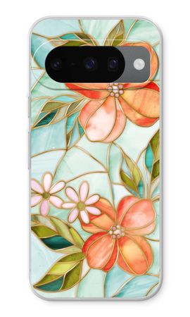 Orange stained glass flower