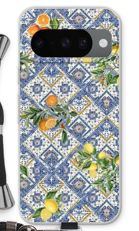 Blue tiles, lemons and oranges - small