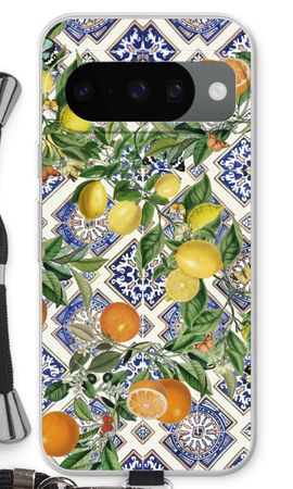 Blue tiles, lemons and oranges