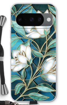 Blue stained glass flowers