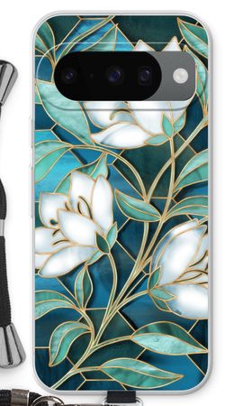 Blue stained glass flowers