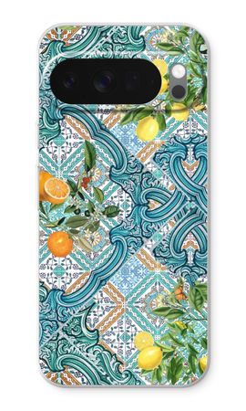 Blue tiles, lemons and oranges