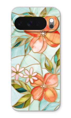 Orange stained glass flower