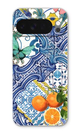 Blue tiles and oranges