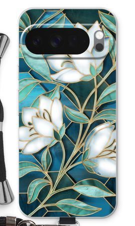 Blue stained glass flowers