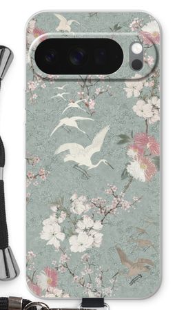 Japanese crane birds blossom