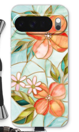 Orange stained glass flower