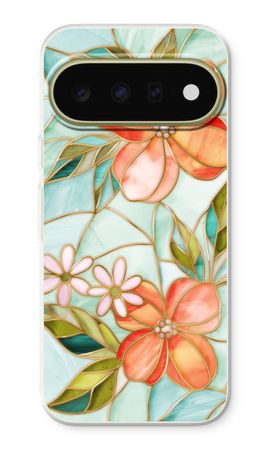Orange stained glass flower