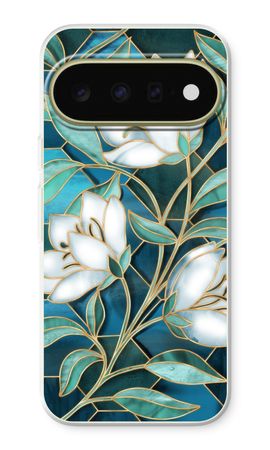 Blue stained glass flowers