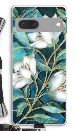 Blue stained glass flowers