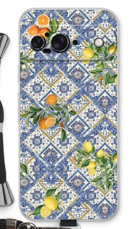 Blue tiles, lemons and oranges - small