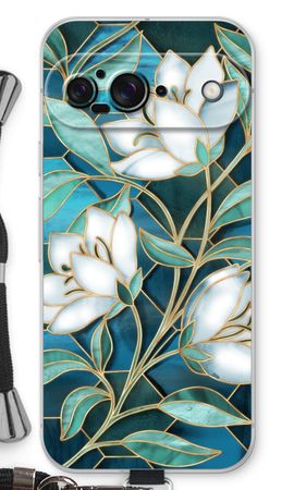 Blue stained glass flowers