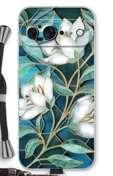 Fleurs en vitrail bleu