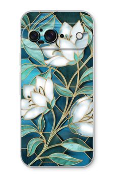 Blue stained glass flowers