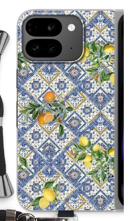 Blue tiles, lemons and oranges - small