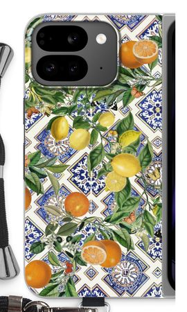 Blue tiles, lemons and oranges