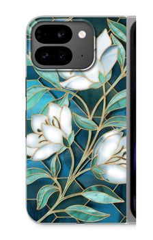 Blue stained glass flowers