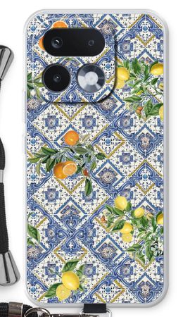 Blue tiles, lemons and oranges - small