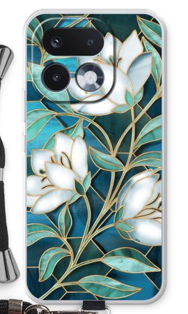 Blue stained glass flowers