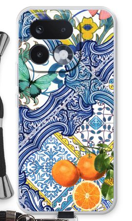 Blue tiles and oranges